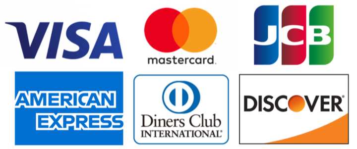 ご利用いただける決済方法：VISA / Mastercard / JCB / American Express / Diners Club / Discover